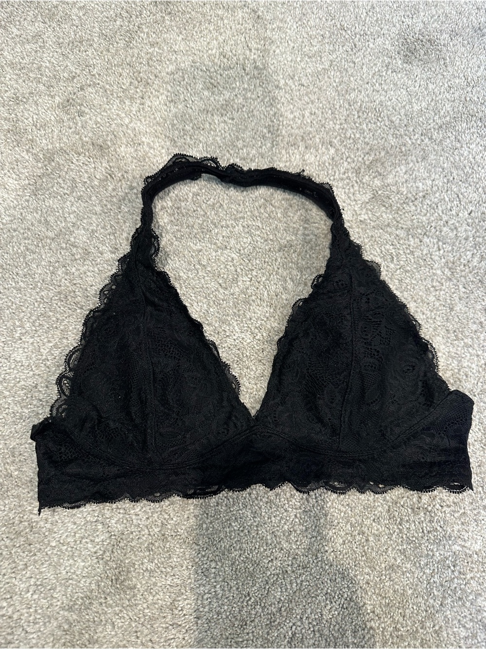 free press Black Lace Halter Bralette